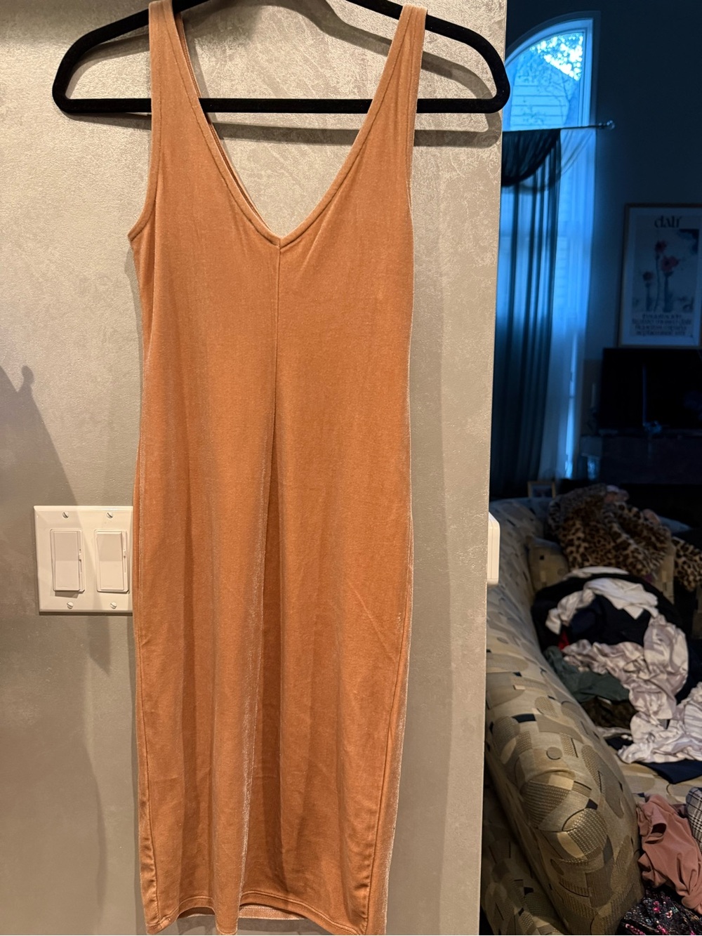 Forever 21 Peach-Tone V-Neck Sleeveless Midi Dress